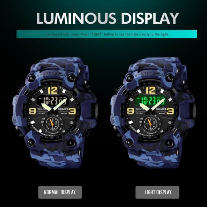 SKMEI 1637 Sport-Digitalanzeige für den Außenbereich, stoßfester Kunststoff, großes Zifferblatt, Herrenuhr, Black, Army Green, Blue Camouflage, Army Green Camouflage, Gray Black – Bild 5
