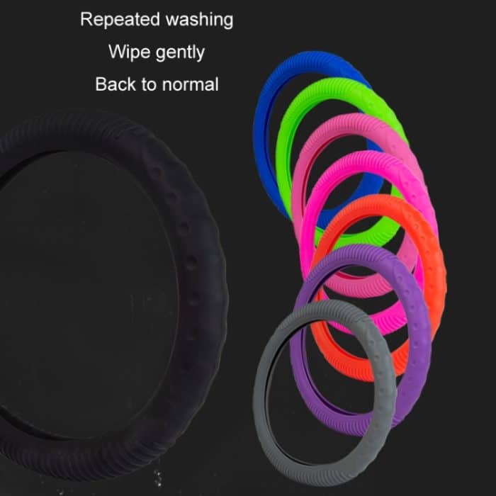 Rutschfeste, verschleißfeste Silikon-Lenkradabdeckung mit konkaver Spitze, 34-38cm – Bild 3