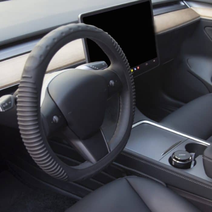 Rutschfeste, verschleißfeste Silikon-Lenkradabdeckung mit konkaver Spitze, 34-38cm – Bild 5