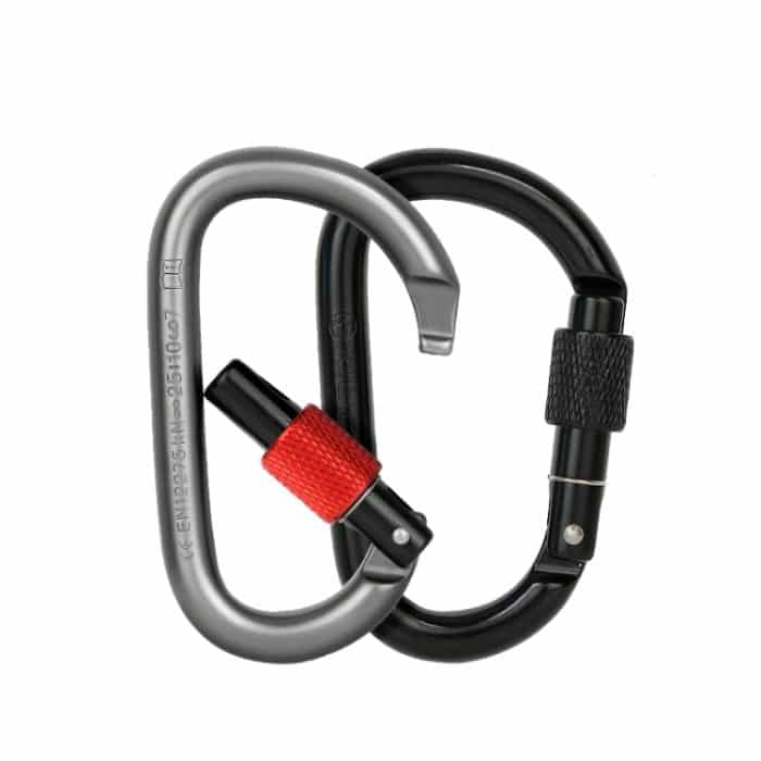 Xinda 25 kN Kletterkarabiner aus Aluminiumlegierung, D-förmiges Schraubtorschloss, 25kN Carabiner (Gray), 25kN Carabiner (Black) – Bild 2