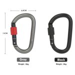 Xinda 25 kN Kletterkarabiner aus Aluminiumlegierung, D-förmiges Schraubtorschloss, 25kN Carabiner (Gray), 25kN Carabiner (Black) – Bild 3