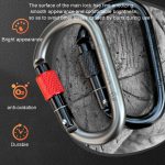 Xinda 25 kN Kletterkarabiner aus Aluminiumlegierung, D-förmiges Schraubtorschloss, 25kN Carabiner (Gray), 25kN Carabiner (Black) – Bild 5