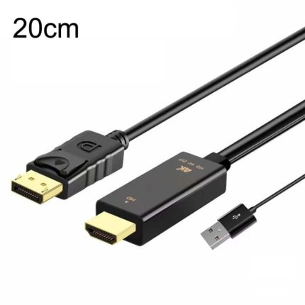 4K 60Hz HDMI-zu-DP-Adapter mit Netzteil-HD-Konverter, H146 25cm, H147 180cm