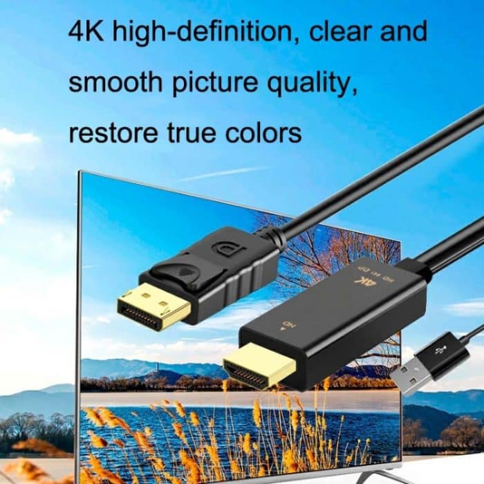 4K 60Hz HDMI-zu-DP-Adapter mit Netzteil-HD-Konverter, H146 25cm, H147 180cm – Bild 3
