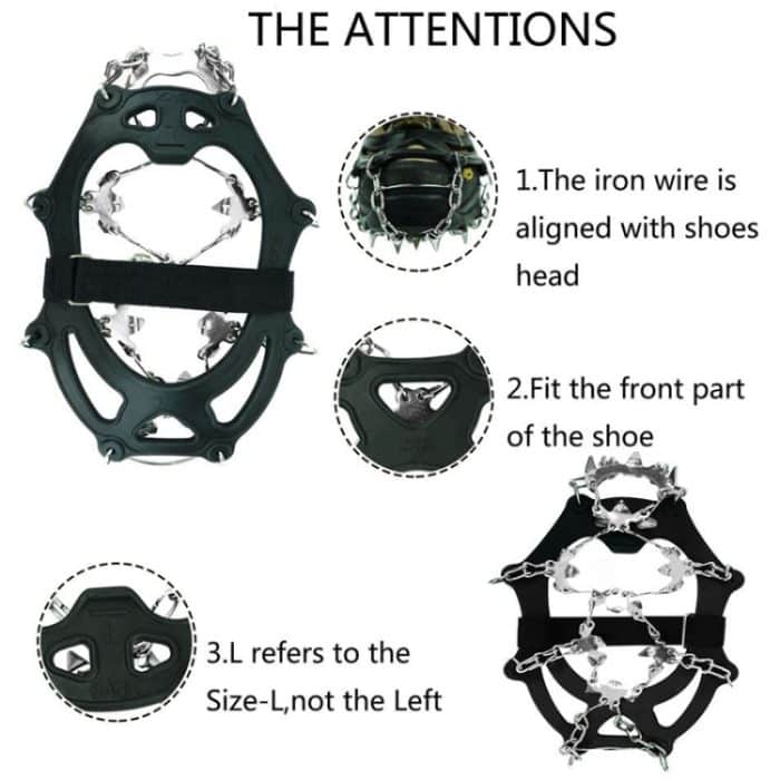 24 Zähne Outdoor Schnee Anti-Rutsch-Eiskrallen 201 Edelstahl Anti-Rutsch-Schuhüberzug, XL – Bild 4