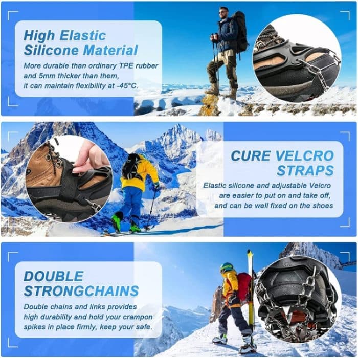 24 Zähne Outdoor Schnee Anti-Rutsch-Eiskrallen 201 Edelstahl Anti-Rutsch-Schuhüberzug, XL – Bild 7