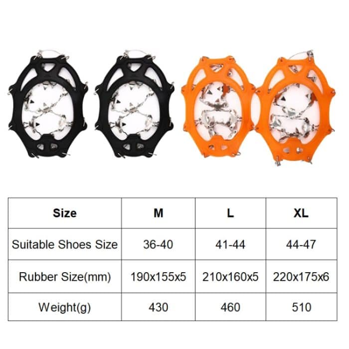 F26-2 26 Zähne Schneeberg rutschfeste Schuhe Abdeckung 201 Edelstahl Eisklauen, Größe:, M Black, L Black, XL Black, M Orange, L Orange – Bild 6
