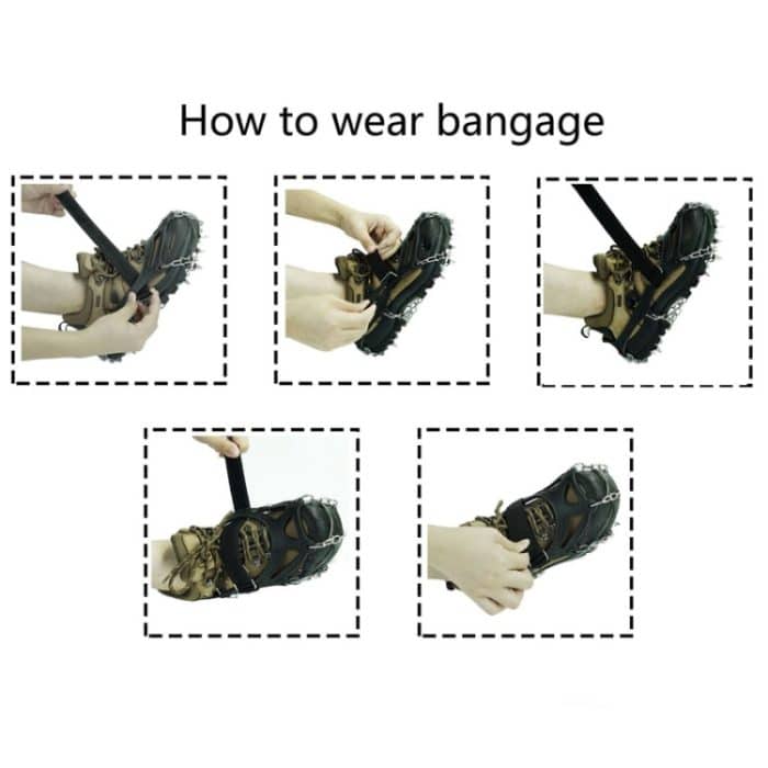 F26-2 26 Zähne Schneeberg rutschfeste Schuhe Abdeckung 201 Edelstahl Eisklauen, Größe:, XL Orange – Bild 5