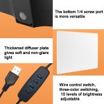 10 Zoll 3000-6500K Dreifarben-Temperaturfotografie-Flachbildschirm-Live-Fülllicht, Spezifikation:, Only Light, 30cm Bracket, 42CM Bracket, 0.5m Bracket, 2.1m Bracket, 2.1m Bracket+Clip, Small Tripod – Bild 6