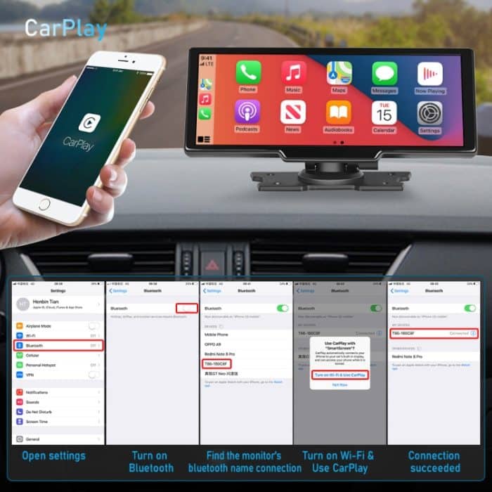 A3073 HD kabelgebundener 9,3-Zoll-1-zu-1-Smart-Player mit kabelloser Carplay-Zwei-Wege-Video-Split-Screen-Anzeige, A3073 9.3 Inch – Bild 7