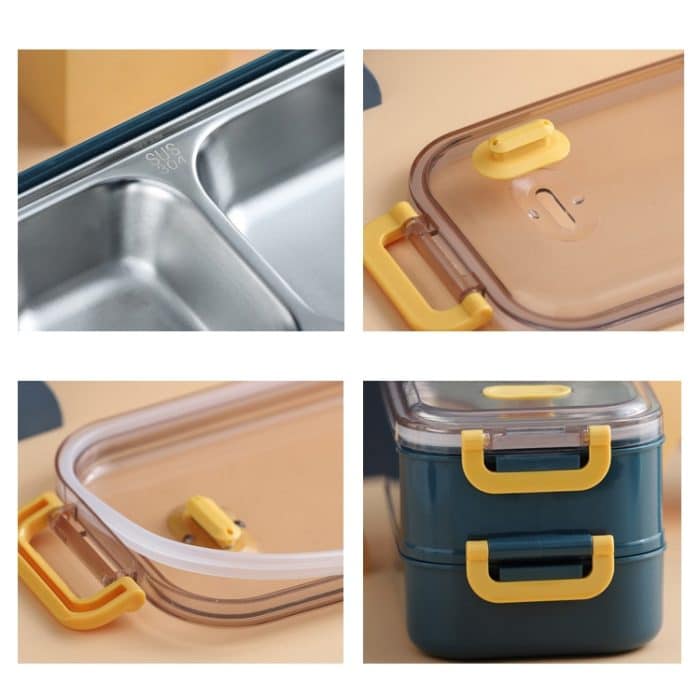 Nachfüllbare, isolierte Lunchbox aus 304 Edelstahl mit großem Fassungsvermögen, 800ml (Blue), 800ml (Pink), 800ml (Green), 1.6L (Blue), 1.6L (Pink), 1.6L (Green) – Bild 6