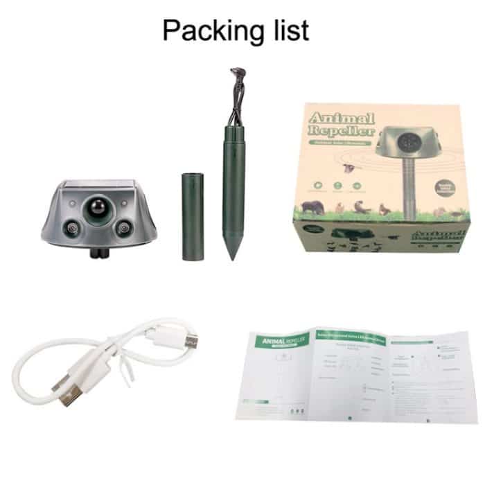 SK031 Vierseitiger Solar-Tiervertreiber, Vogelvertreiber, Ultraschall-Rattenvertreiber, Rat Repeller – Bild 5