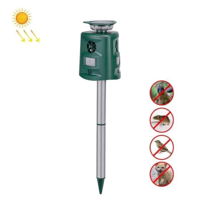 SK698 Solarbetriebener Tiervertreiber, 360-Grad-Blitzlicht, Vogelvertreiber, Ultraschall-Rattenvertreiber, Ultrasonic Rat Repeller – Bild 1