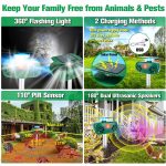 SK628 Solarbetriebener Tiervertreiber, 360-Grad-Blitzlicht, Vogelvertreiber, Ultraschall-Rattenvertreiber, Bird Repeller – Bild 5