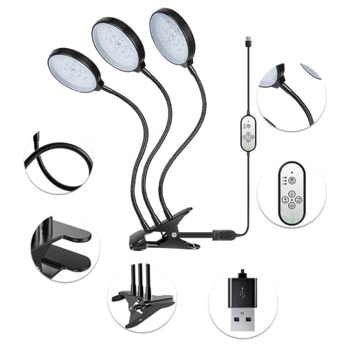 LED-Pflanzenwachstumslicht, USB-Fernbedienung, Timing-Fülllicht, One Head, Two Heads, Three Heads, Four Heads – Bild 2