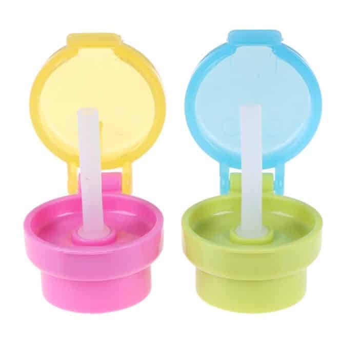 2 Stück CJ07205 Baby-Strohhalm-Deckel, tragbare Trinkhalm-Deckel für Kinder, 2pcs Green, 2pcs Pink – Bild 2