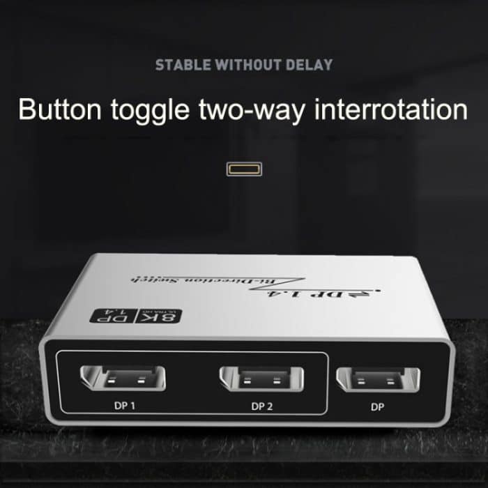 8K 60HZ 1,4V 2 In 1 Out DP Bidirektionaler Umschalter, Grey – Bild 3