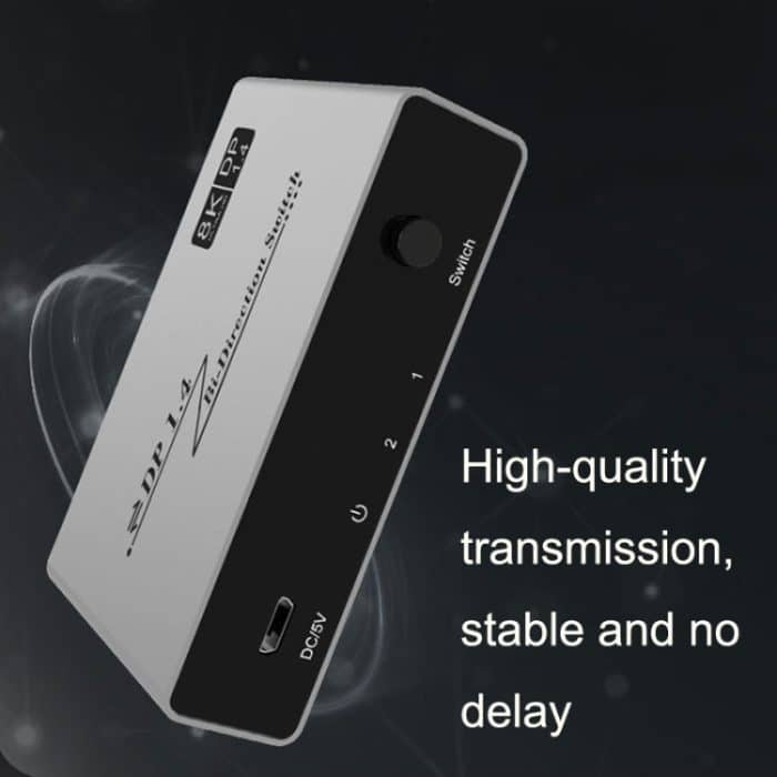 8K 60HZ 1,4V 2 In 1 Out DP Bidirektionaler Umschalter, Grey – Bild 4