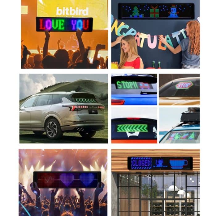 Flexibler elektronischer LED-Farbbildschirm für die Heckscheibe des Fahrzeugs, 276x90mm, 532x90mm, 788x90mm, 1044x90mm, 260x150mm, 500x150mm, WIFI Model 740x150mm, WIFI Model 980x150mm – Bild 5