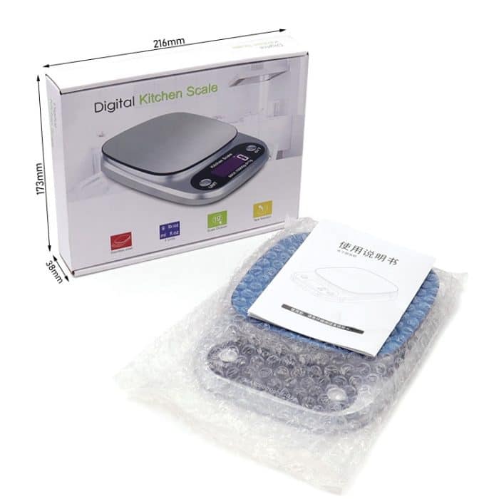 Kleine multifunktionale Küchenwaage mit hoher Präzision, elektronische Waage, LCD-Digitalanzeige, Lebensmittelwaage, 3kg/ 0.1g, 5kg/ 0.1g, 10kg/ 1g – Bild 11