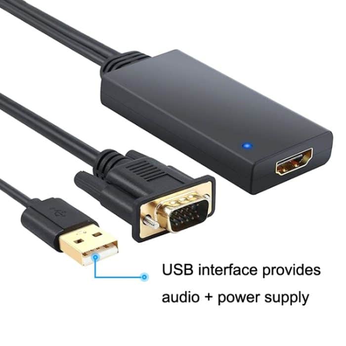 HD55Y VGA-zu-HDMI-Adapterkabel VGA+USB-zu-HD-1080P-Konverter mit Netzteil, VGA+USB To HDMI – Bild 2