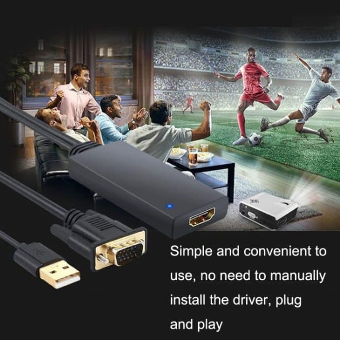 HD55Y VGA-zu-HDMI-Adapterkabel VGA+USB-zu-HD-1080P-Konverter mit Netzteil, VGA+USB To HDMI – Bild 8