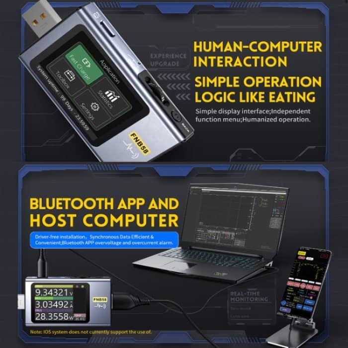 FNIRSI FNB58 USB-Spannungsamperemeter TYPE-C Schnelllade-Leistungstester, Bluetooth, Without Bluetooth – Bild 11