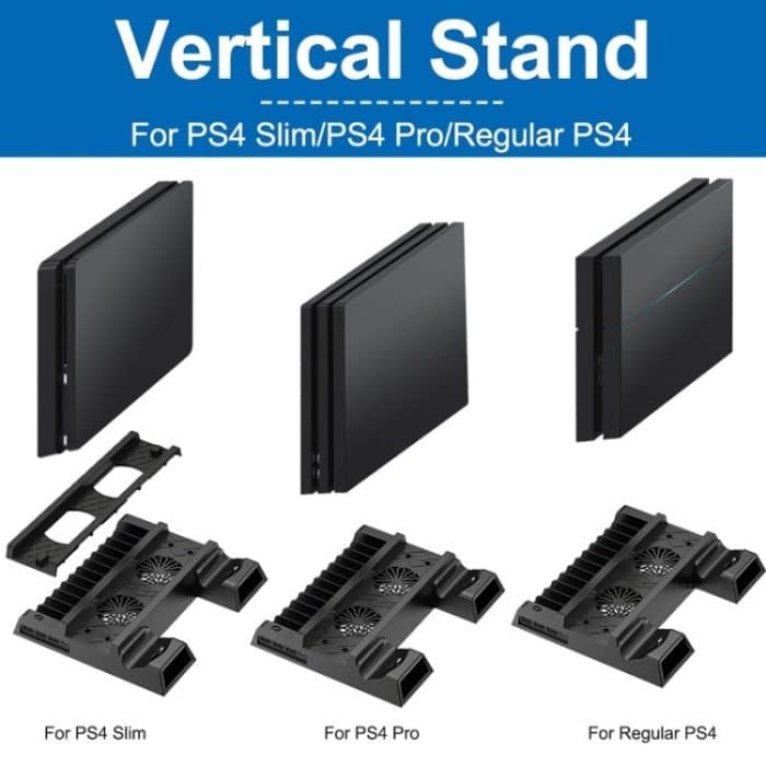 Für PS4 / PS4 Slim / PS4 Pro Lüfterständer Konsole Vertikalständerkühler mit Dual-Controller-Ladegerät, JL-P1908 – Bild 4