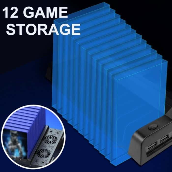 Für PS4 / PS4 Slim / PS4 Pro Lüfterständer Konsole Vertikalständerkühler mit Dual-Controller-Ladegerät, JL-P1908 – Bild 5