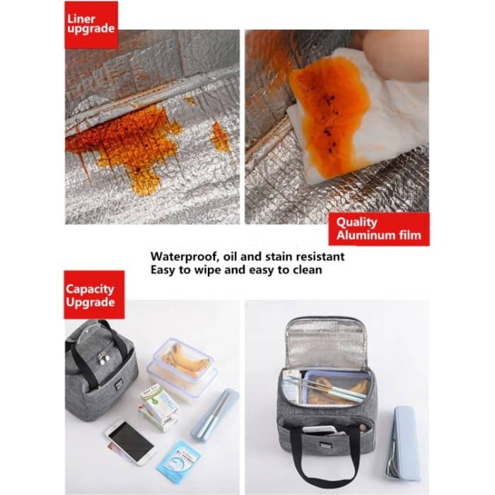 Tragbare Lunchtasche, wärmeisolierte Lunchbox, Tragetasche, Kühltasche, 24  x 17 x 14cm – Bild 5