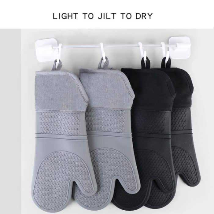 ZYA-426 Längere und dickere isolierte Handschuhe, Silikon-Küchen-Backhandschuhe – Bild 5