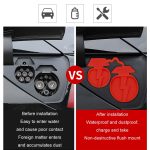 Für Tesla Model3/Y 2 Stück Ladeanschluss Silikon staubdicht wasserdicht Abdeckung, Split Black, Split Red, Split Blue, Conjoined Black, Conjoined Red, Conjoined Blue, EU Standard Black – Bild 4