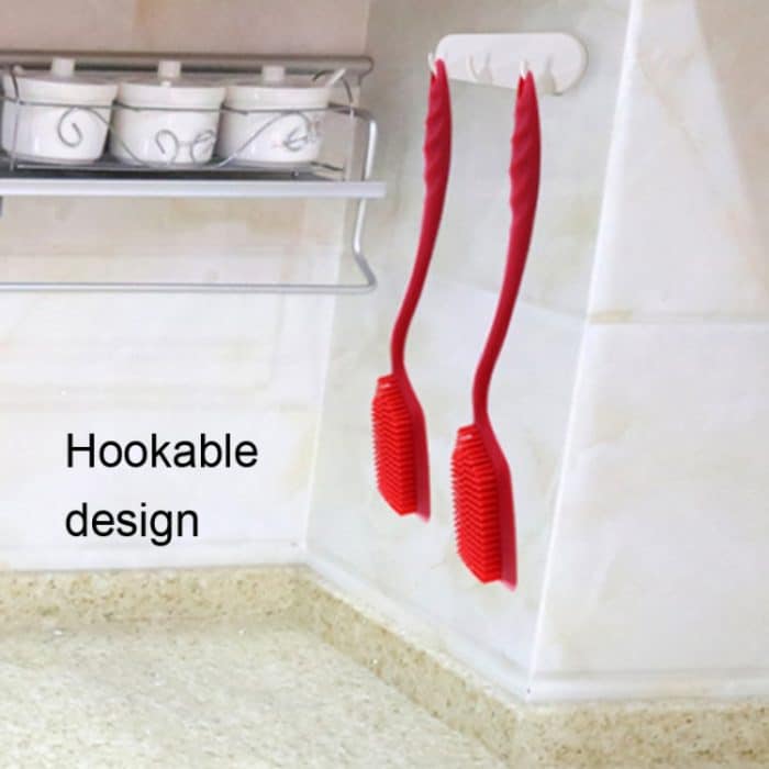ZYA-251 Integrierte Topfschrubberbürste aus Silikon, Haushaltsküchen-Reinigungsbürste, Geschirrspülbürste, Red – Bild 6
