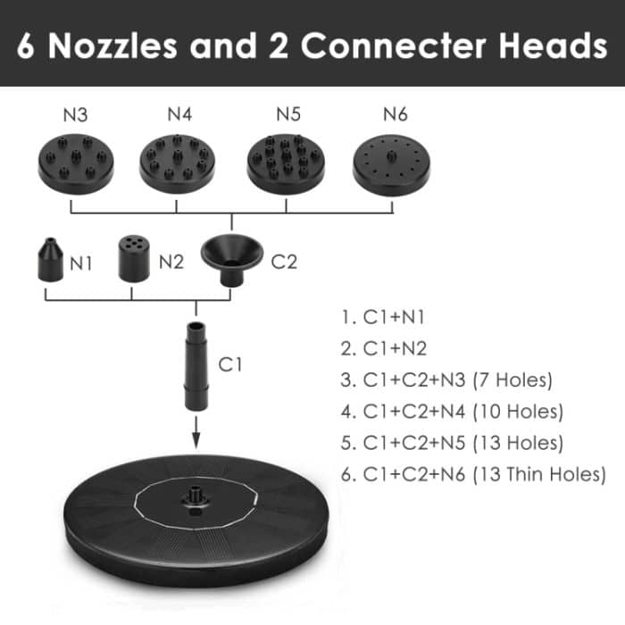 Solar-Wasserbrunnen, Pool, Vogelbad im Freien, solarbetriebener Brunnen, schwimmendes Wasser, 13cm, 16cm – Bild 3