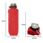 Outdoor-Silikon-Faltwasserbecher, Teleskop-Wasserflasche, Reisetrinkbecher mit Karabiner, 700ml Black, 700ml Grey, 700ml Red, 700ml Wine Red, 700ml Blue – Bild 3