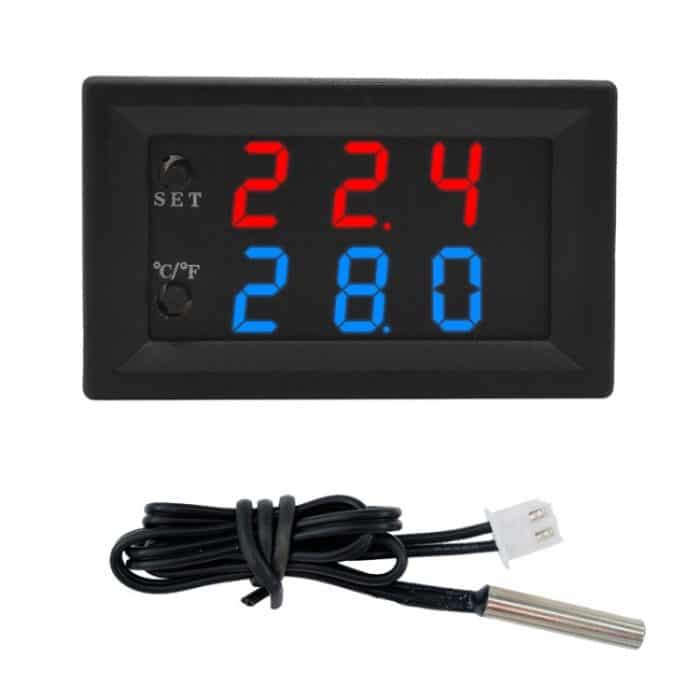 W2809 Digitalanzeige Dual-Display-Thermostat Schlüpfen Haustierhaus Intelligentes wasserdichtes NTC-Temperaturkontrollinstrument, W2809 – Bild 1
