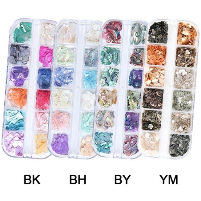 Symphony Flake Mica Flake Shell Nail Art Pailletten, BK, BH, BY, YM – Bild 2