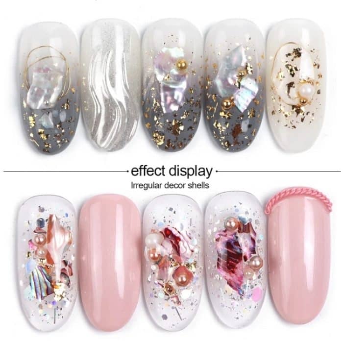 Symphony Flake Mica Flake Shell Nail Art Pailletten, BK, BH, BY, YM – Bild 5