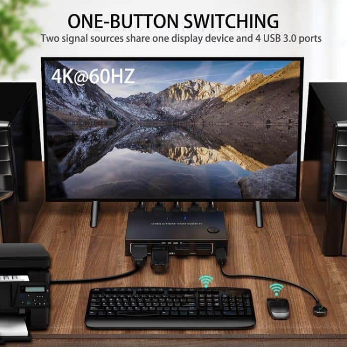 KC-KVM201A 2 In 1 Out 4K 60 Hz HDMI KVM Switching USB3.0 Shared Computer Shaped Printer U Disk, KC-KVM201A – Bild 4