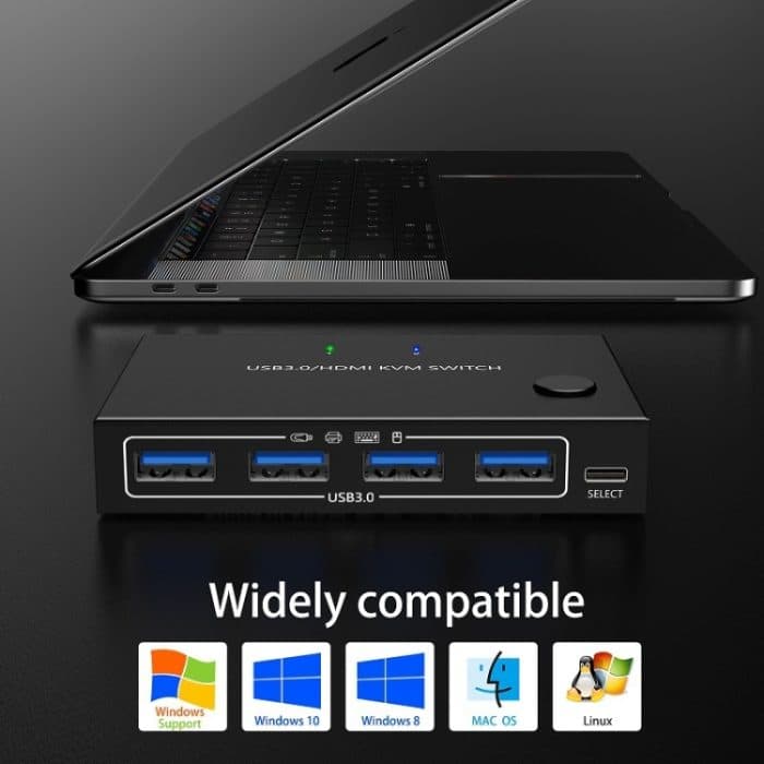 KC-KVM201A 2 In 1 Out 4K 60 Hz HDMI KVM Switching USB3.0 Shared Computer Shaped Printer U Disk, KC-KVM201A – Bild 5