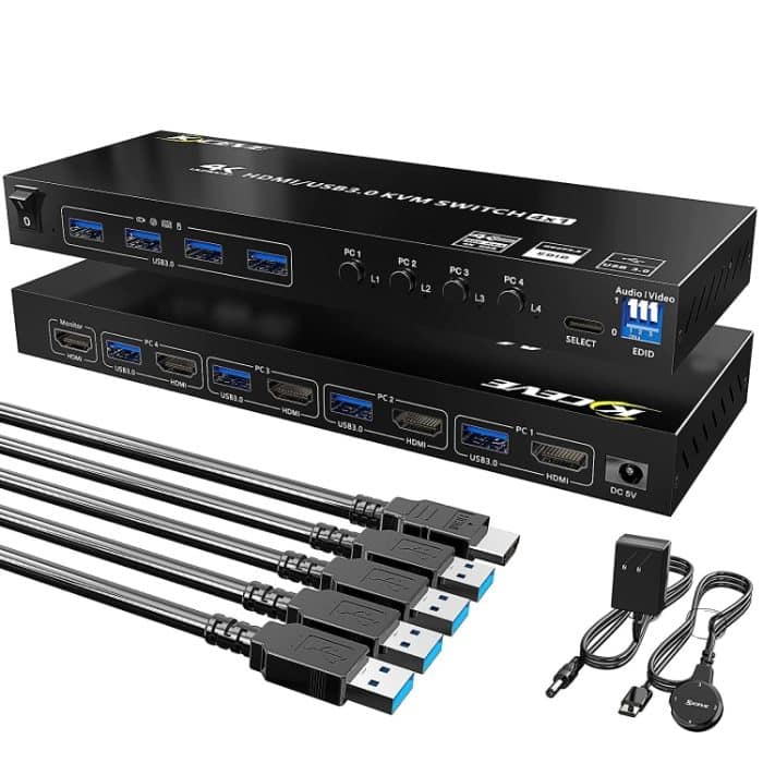 KVM401A 4 Ports USB 3.0 Shared Device HDMI KVM Switch HUB Shared Converter, KVM401A – Bild 1