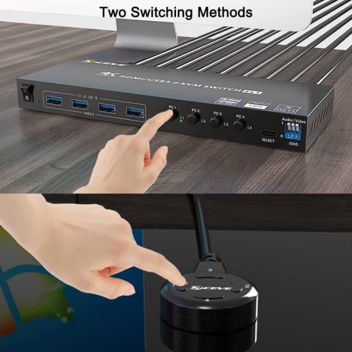 KVM401A 4 Ports USB 3.0 Shared Device HDMI KVM Switch HUB Shared Converter, KVM401A – Bild 3