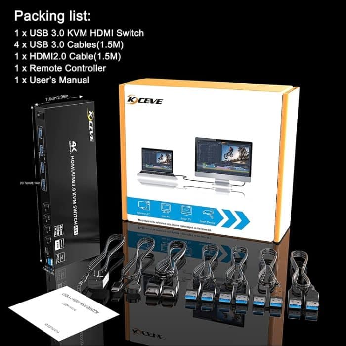 KVM401A 4 Ports USB 3.0 Shared Device HDMI KVM Switch HUB Shared Converter, KVM401A – Bild 9