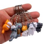 6 teile/satz Katze Cartoon Schlüssel Kette Auto Schlüssel Ring Paar Tasche Anhänger – Bild 3