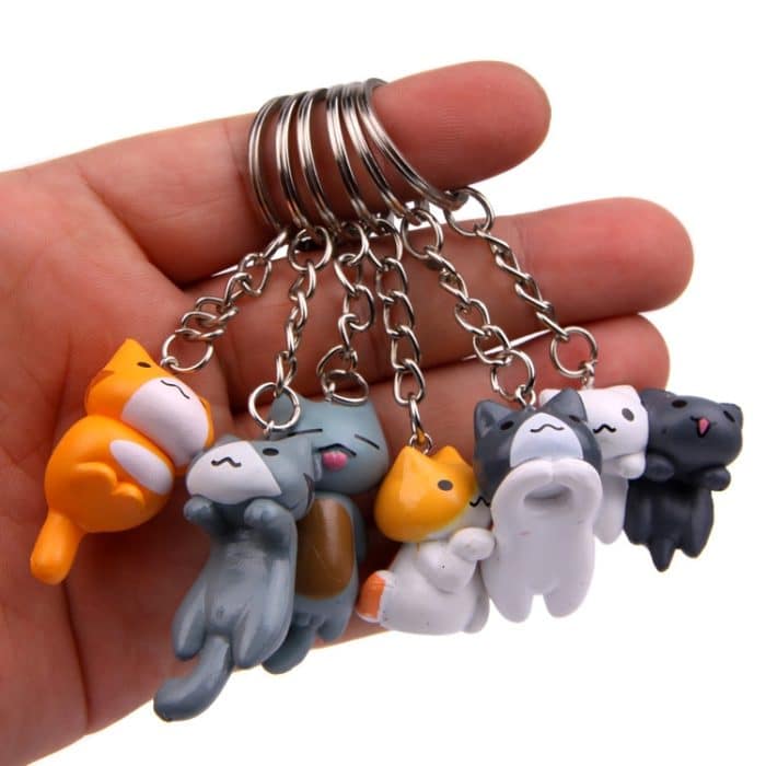 6 teile/satz Katze Cartoon Schlüssel Kette Auto Schlüssel Ring Paar Tasche Anhänger – Bild 3