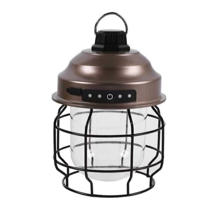 Tragbare Outdoor-Campingleuchte mit Karabiner, Copper, Black, Wood Grain – Bild 1
