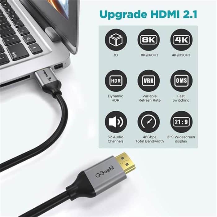 QGeeM QG-AV17 HDMI-zu-HDMI-Verbindungskabel unterstützt 8K und 60 Hz, 1m Length, 1.8m Length, 3m Length, 4.5m Length – Bild 4