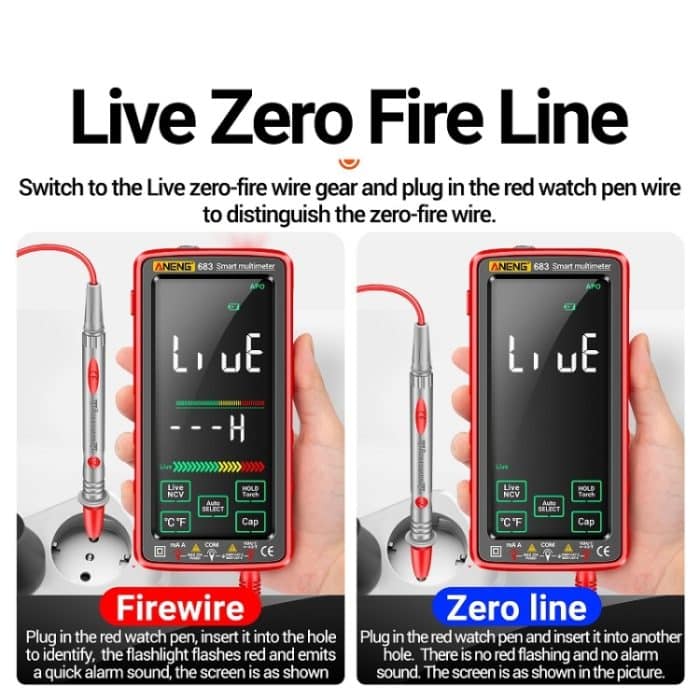 ANENG 683 Smart-Touchscreen-Multimeter mit automatischem Bereich und wiederaufladbarem Multimeter, 683 Red, 683 Black – Bild 4