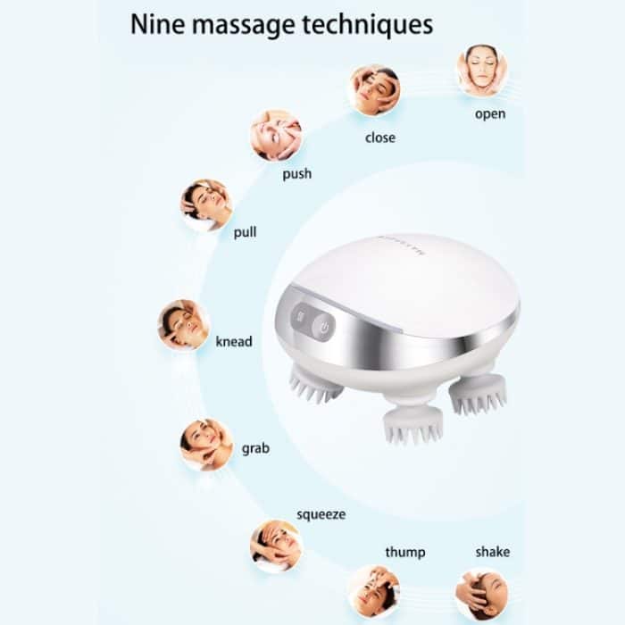 K111 Heiße Kompresse Rotlicht Kopfmassagegerät Elektrisches Kneten Vibration Wasserdichtes Kopfinstrument, K111 White – Bild 6