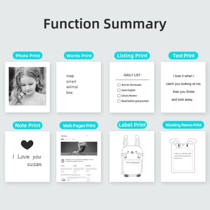 A31 Bluetooth Handheld tragbarer selbstklebender Thermodrucker, Pink, Blue, Pink+5 Rolls Printer Paper, Blue+5 Rolls Printer Paper, Pink+3 Rolls Colored Paper, Blue+3 Rolls Colored Paper – Bild 5